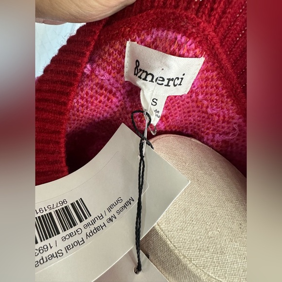 Flower Sherpa knit sweater BNWT - Picture 4 of 8